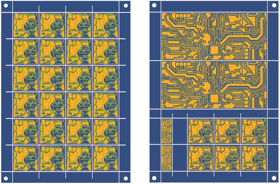 pcb panelization. same pcbs in one panel and different pcbs in one panel