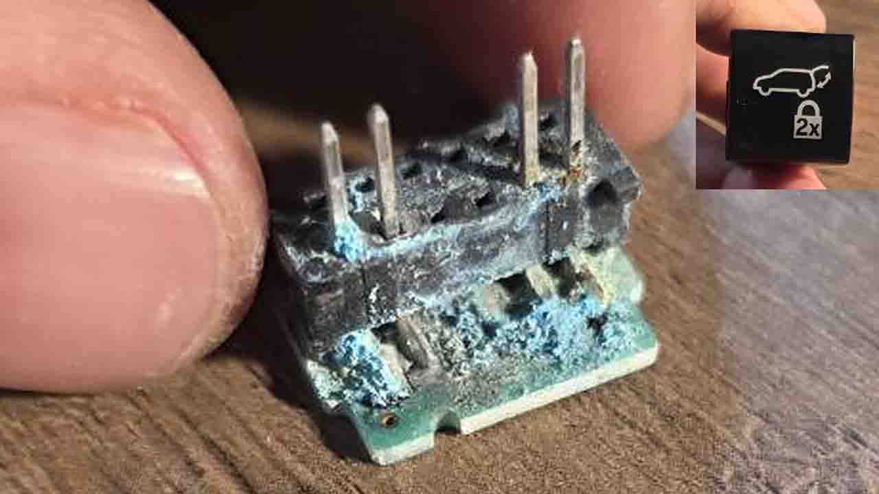 oxidized corroded car door button