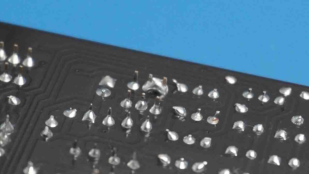 solder bridges between joints