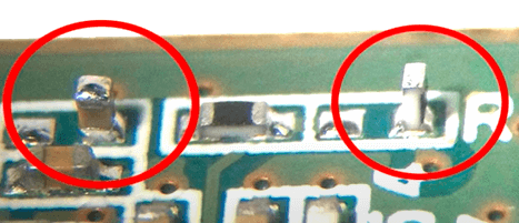 Tombstone defect on PCB during reflow soldering